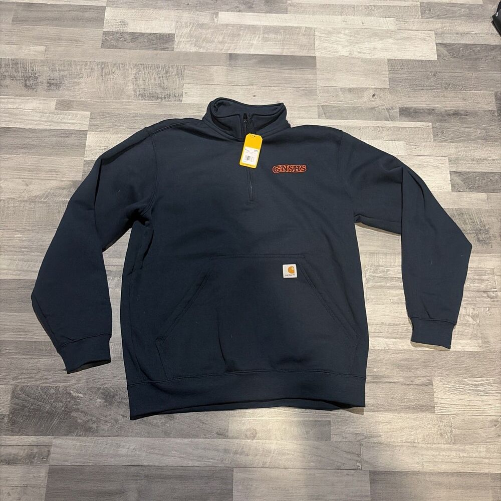Carhartt Men's L Loose Fit Blue 1/4 Zip Neck Sweatshirt NWT